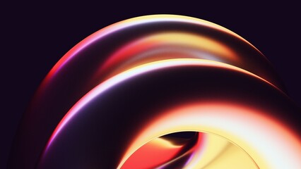 Wall Mural - Abstract fluid 3d render holographic iridescent neon curved wave in motion dark background. Gradient design element for banners, backgrounds, wallpapers, posters and covers.