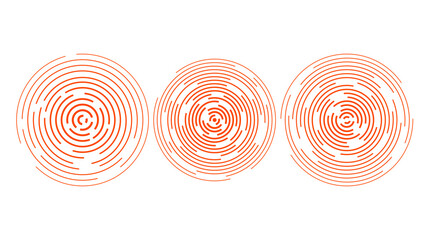 Poster - Red concentric ripple circles set. Sonar or sound wave rings collection. Epicentre, target, radar, vibration element concepts. Radial signal. 