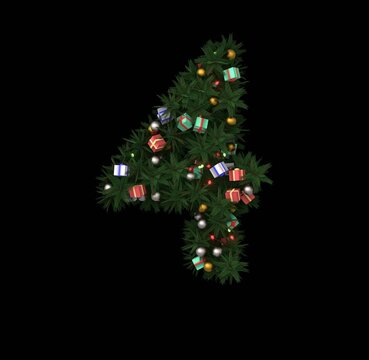 Decorative Wreath Font - Number 4