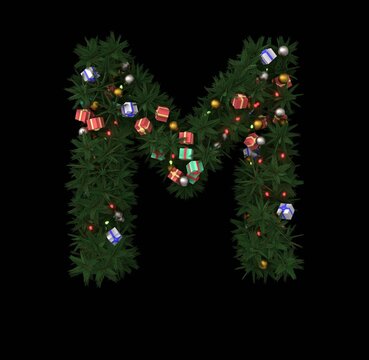 Decorative Wreath Font - Letter M