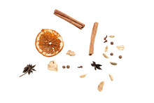 Png. A Set Of Spices For A Warming Drink In Winter. Ingredients For Winter Hot Drinks (tea, Mulled Wine, Punch).