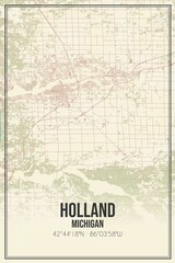 Retro US city map of Holland, Michigan. Vintage street map.