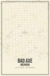 Retro US city map of Bad Axe, Michigan. Vintage street map.