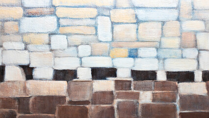 Poster - abstract painterly texture background of colorful brick wall