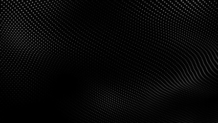 Fototapete - Dot white black wave technology texture background. Abstract big data digital concept. 3d rendering.