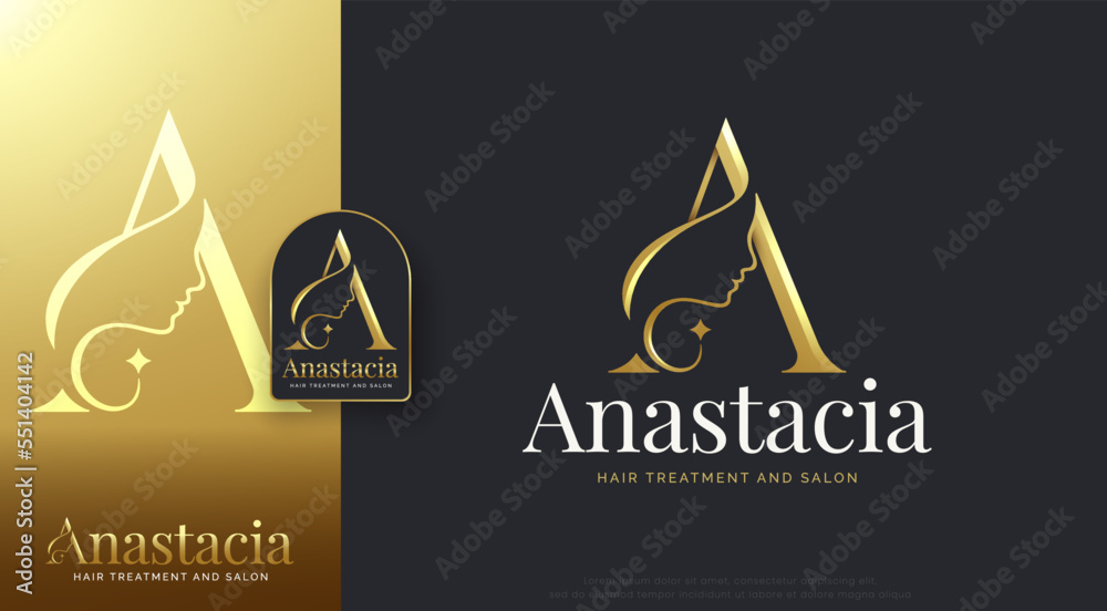 beauty monogram letter a woman silhouette logo design Stock Vector ...