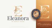 Beauty Monogram Letter E Woman Silhouette Logo Design