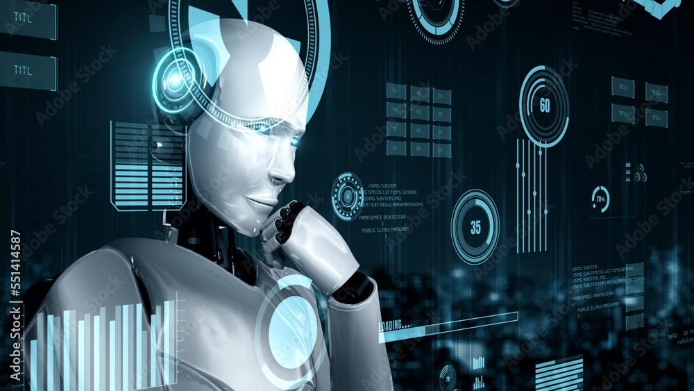 Futuristic robot artificial intelligence huminoid AI for industrial ...