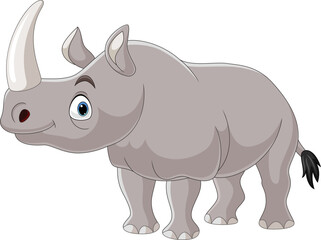 Poster - Cartoon rhino on white background