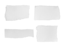 Set Of White Ripped Piece Of Paper Isolated On Transparent Background PNG File