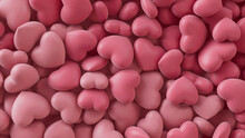 Heart Background. Valentine Wallpaper With Pink Love Hearts. 3D Render 