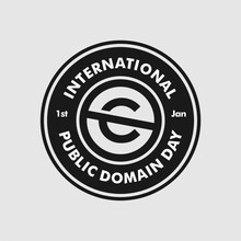 International Public Domain Day Round Badge Logo Template Vector Stock