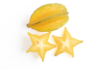 Wall Mural - Carambola yellow on a white background