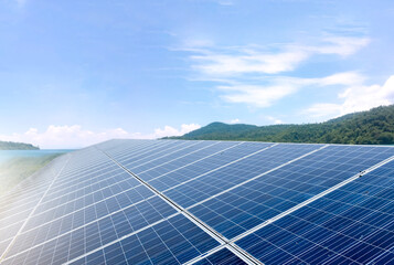 photovoltaic rooftop installed on the building roof of the hotel in island to store and use the powe