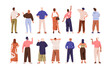 © Good Studio - People from behind set. Men, women turned back, rear view. Characters standing backside. Persons gesturing, pointing with finger, looking up. Flat vector illustrations isolated on white background