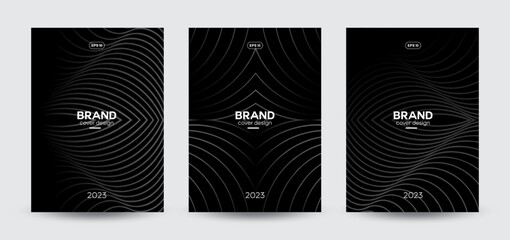 Wall Mural - Modern black business design template with lines composition. Vector template, 2023