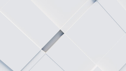 White, Tech Background with a Geometric 3D Structure. Clean, Minimal design with Simple Futuristic Forms. 3D Render.