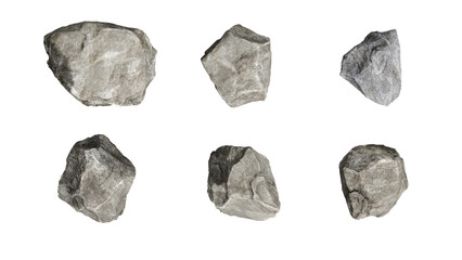 Top View 3D stone isolated on PNGs transparent background , Use for visualization in architectural design or garden decorate	
