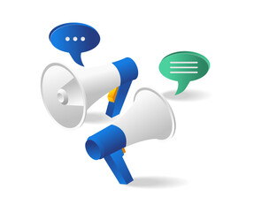 Aufkleber - Isometric flat 3d concept illustration megaphone marketing technology communication