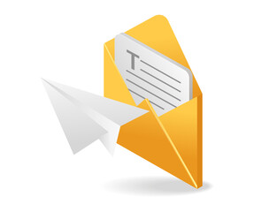 Poster - Isometric flat 3d illustration concept of send email letter