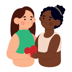 Sticker - multiethnic lesbian couple