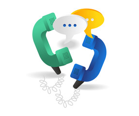 Poster - Isometric flat 3d concept illustration of communication by phone
