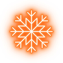 Neon Orange Snowflake Icon, Snowflake On Transparent Background
