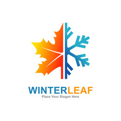 winter leaf vector logo template. suitable for business, web, art, season, nature