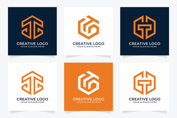 Wall Mural - letter gt logo design inspiration, logos for business companies, technology, and others