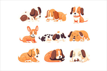 Poster - Collection of cartoon dogs with cute muzzles vector illustration