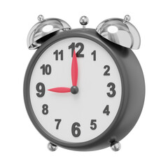 Poster - Realistic vintage alarm clock, side view. 3D rendering.  PNG icon on transparent background.