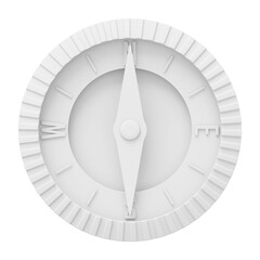 Poster - White realistic compass, navigation, direction finding. 3D rendering. PNG icon on transparent background.