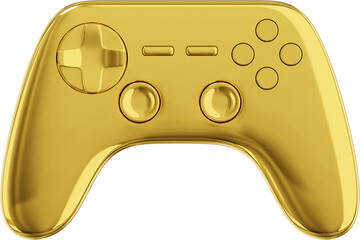 Poster - Realistic console game controller. Gold PNG icon on transparent background. 3D rendering.