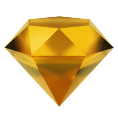 Poster - Yellow diamond, jewelry. 3D rendering. PNG icon on transparent background.