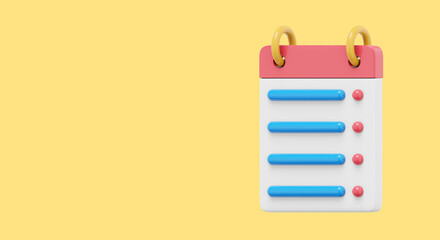 Poster - Flip calendar assignment. 3D rendering. Icon on yellow background, space for text.