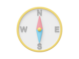 Poster - Simple pastel compass, navigation, direction finding. 3D rendering. Icon on white background.