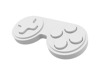 Poster - Minimalistic console game controller. Whitr isolated icon on white background. 3D rendering.