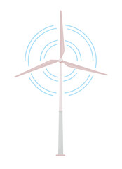 Poster - Wind turbine semi flat color vector object. Sustainable power generation. Editable elements. Full sized items on white. Simple cartoon style illustration for web graphic design and animation