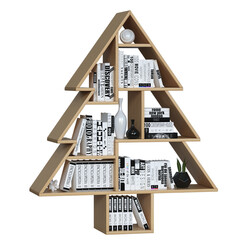 Wall Mural - Bookshelves in the shape of Christmas tree, Xmas present, book shelf concept, 3d rendering