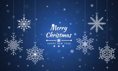 Wall Mural - Merry Christmas and Happy New Year background with Snowflakes for Christmas tree made. Vector illustration