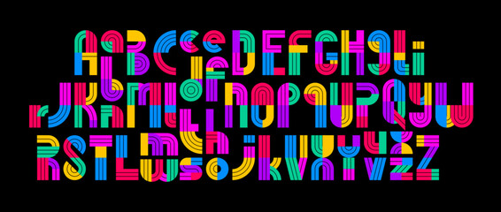 Poster - Kids alphabet, colorful geometric vector font, letters are easy to use for titles and logo creation, uppercase and lowercase.