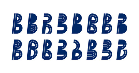 Poster - Letter b logo elements set, vector trendy retro initial, geometric monogram design symbol B.