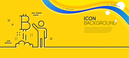 Poster - bitcoin line icon. abstract yellow background. cryptocurrency startup sign. crypto project symbol. m