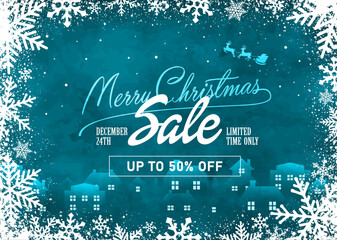 Wall Mural - Christmas sale template vector illustration ( snow crystal frame )