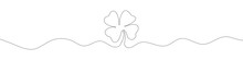 Continuous Linear Drawing Of Clover Leaves. One Line Drawing Background. Vector Illustration. Linear Drawing Image Of Saint Patrick Clover Leaf