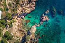 Aerial Overview Of Section On Catalonia Coastline, Northern Spain