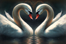 Love Swans Painting, Creative Digital Painting