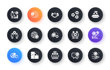 Poster - employees benefits icons. business strategy, handshake and people collaboration. teamwork, social re