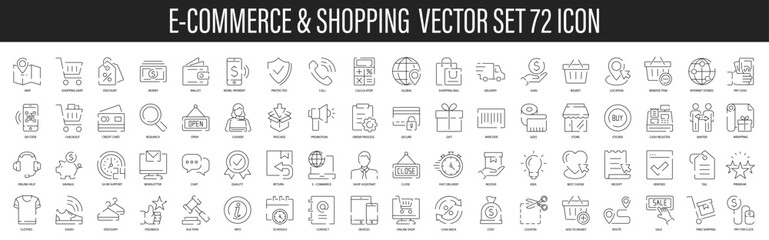 Wall Mural - Ecommerce line icons. Vector thin line icons set. Shopping thin line icons set