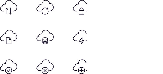 Fototapete - Single line icon of cloud. High quality vector illustration for design, web sites, internet shops, online books etc. Editable stroke in trendy flat style isolated on white background